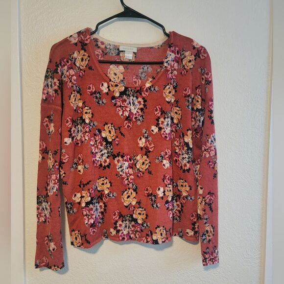 Garnet Hill Merino Wool Floral Pullover Lightweight Signature Eco Sweater xs - Picture 1 of 5